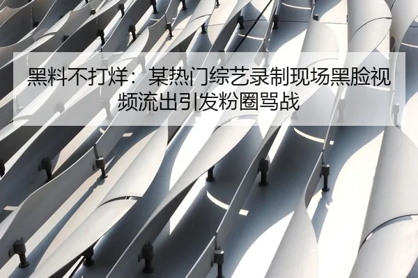 黑料不打烊：某热门综艺录制现场黑脸视频流出引发粉圈骂战